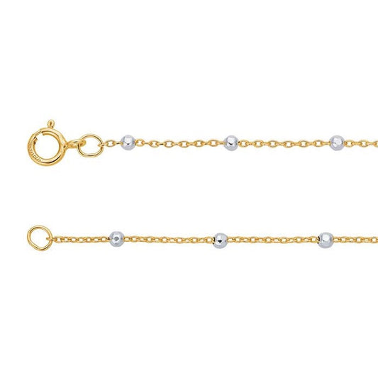 14/20 Yellow Gold-Filled 0.8mm Cable Chain with 1.9mm Beads