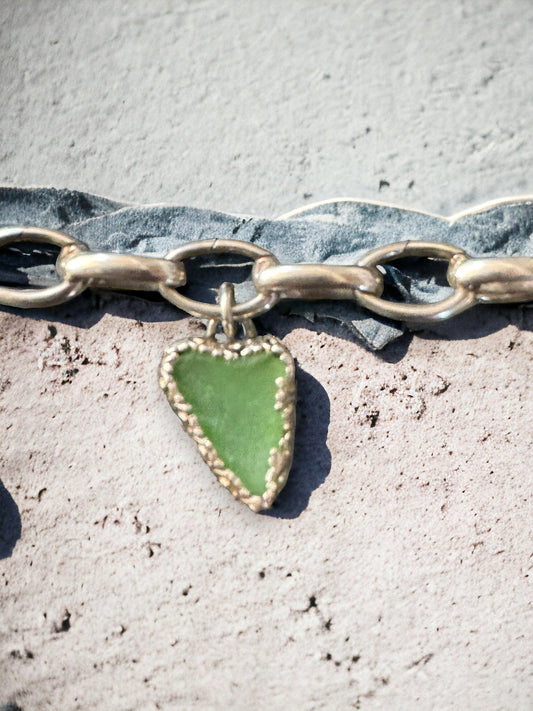 Sea Glass Heart Charm/ Pendant