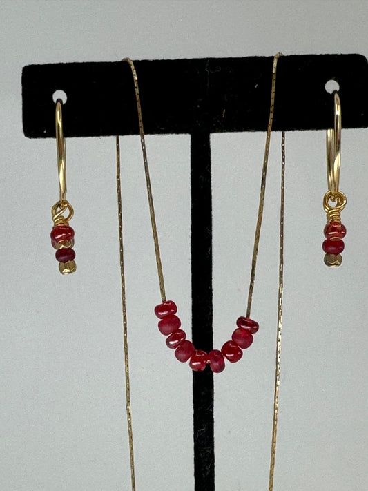 Gold and Antique Red Bead Set