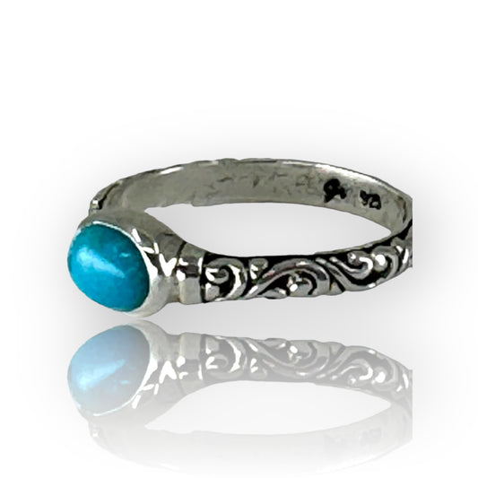 Dainty Sterling and Turquoise Cast Ring