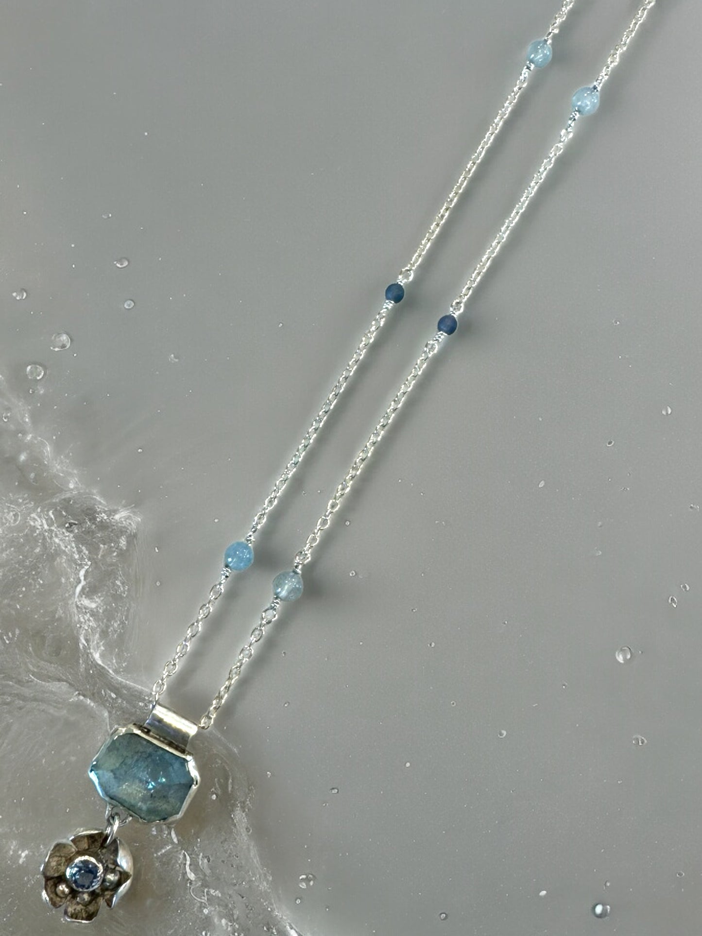 Aquamarine Floral Necklace