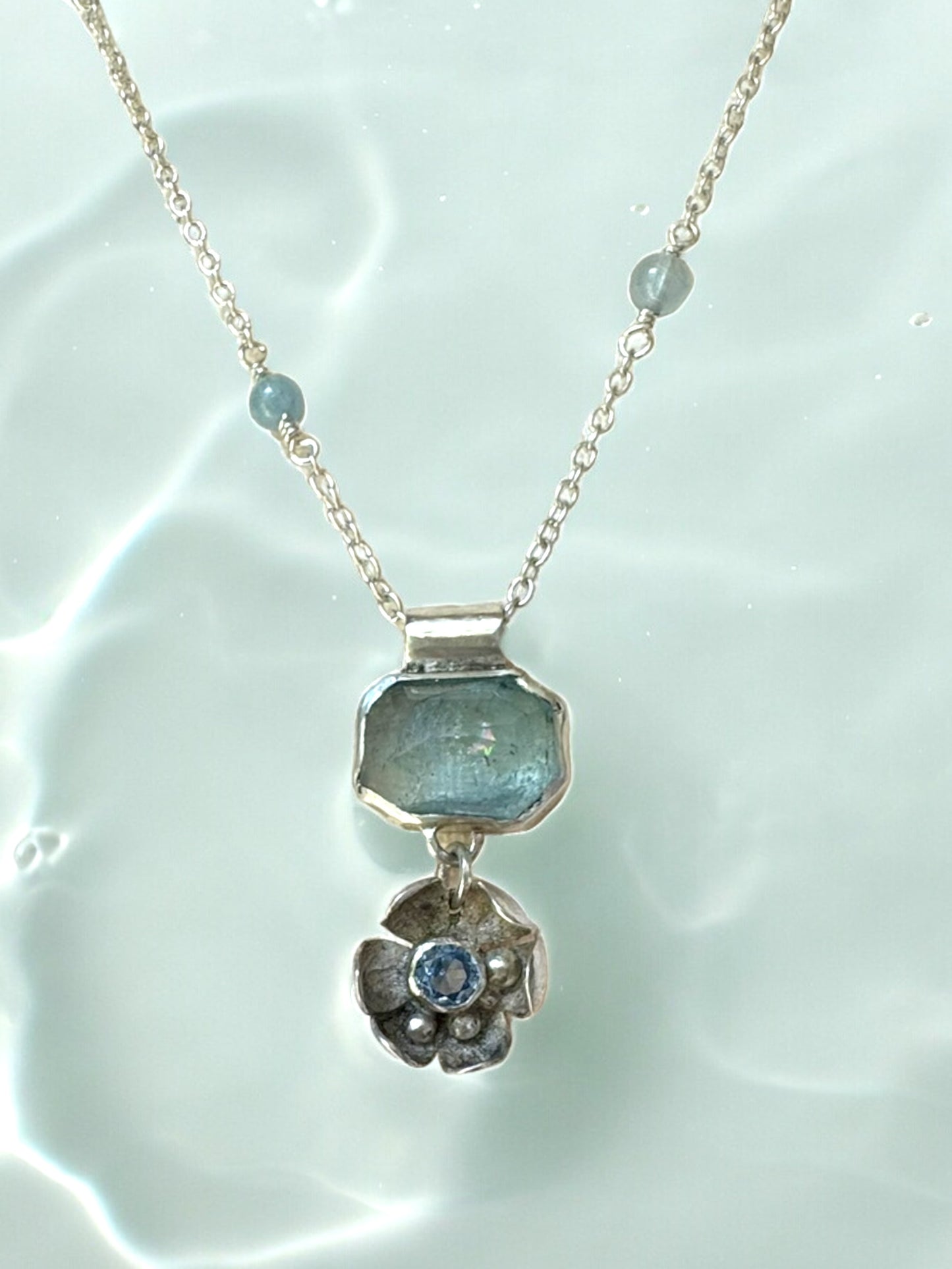 Aquamarine Floral Necklace