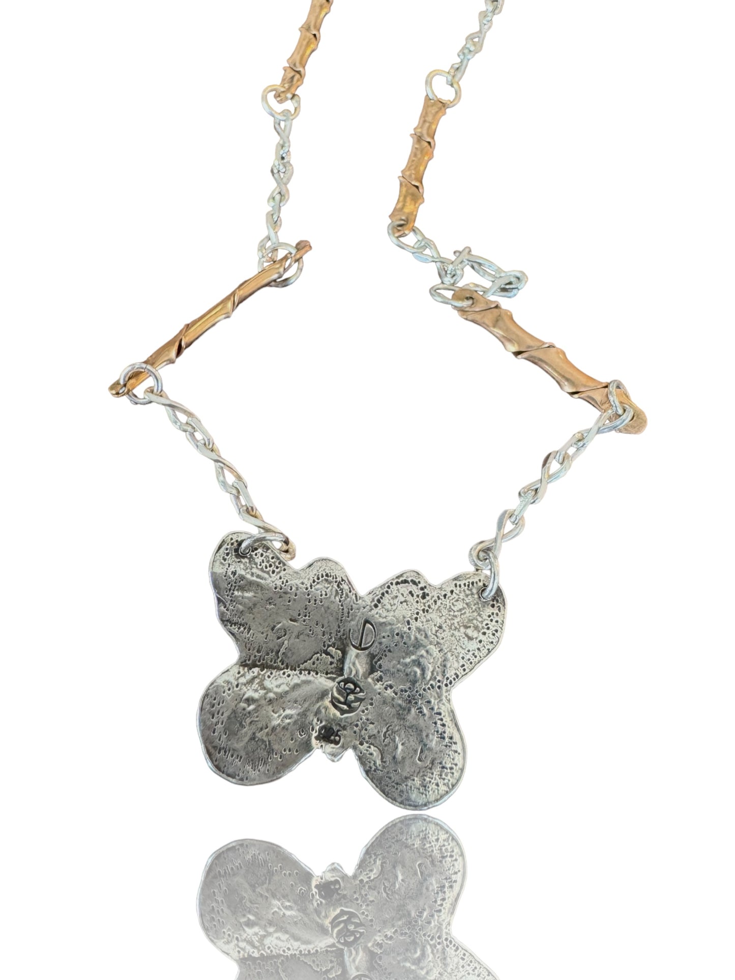 Butterfly Sterling and Bronze Necklace