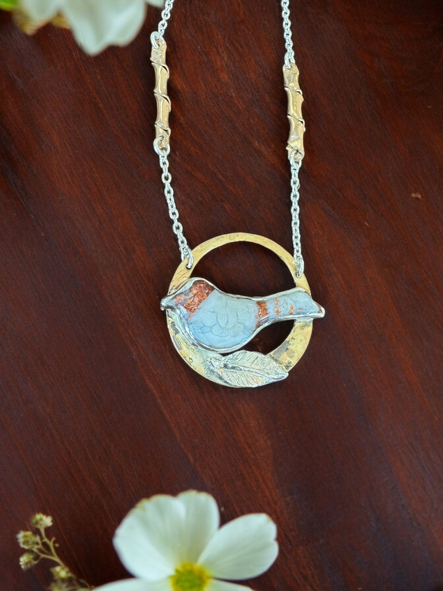 Reclaimed Porcelain Bird Necklace