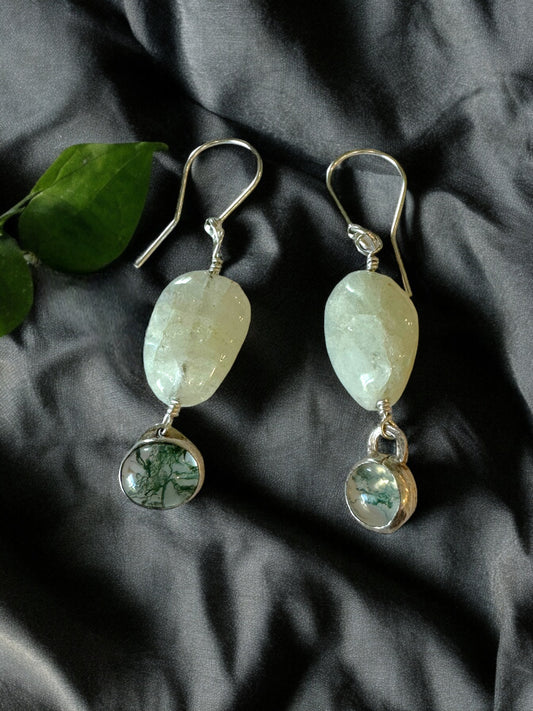 Aquamarine and Moss Agate Drops
