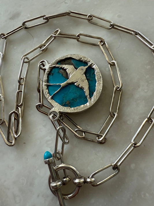 Turquoise Reversible Bird Necklace
