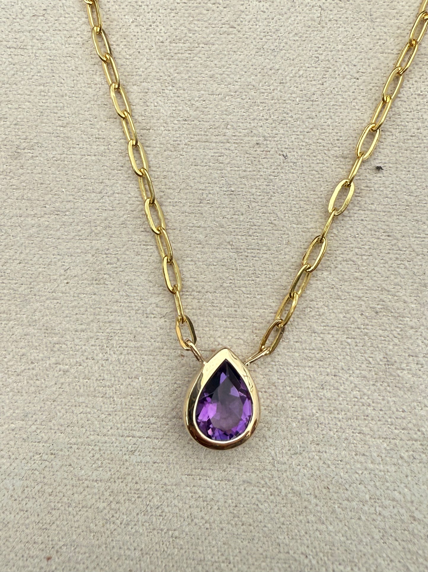 14k Amethyst Teardrop Necklace
