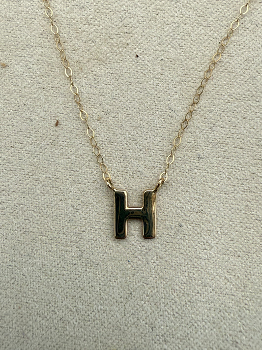 Tiny 14k Single Initial Necklace