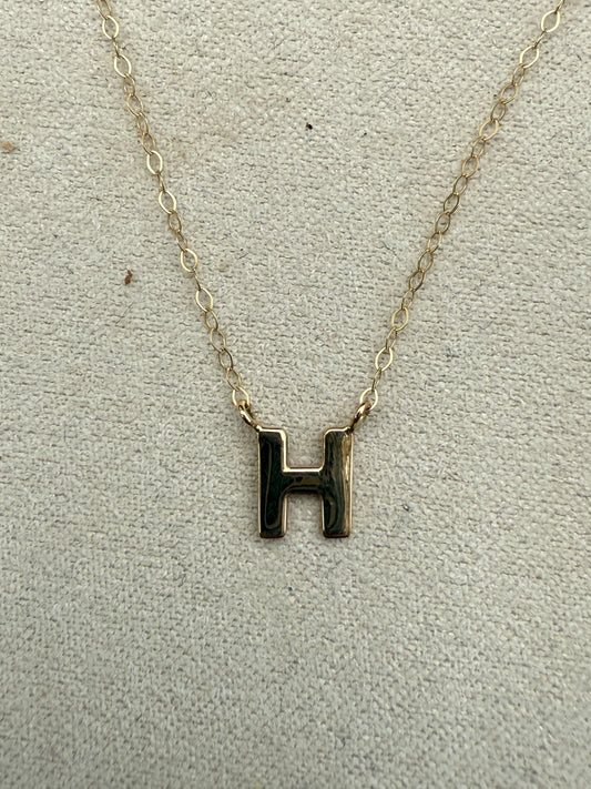 Tiny 14k Single Initial Necklace
