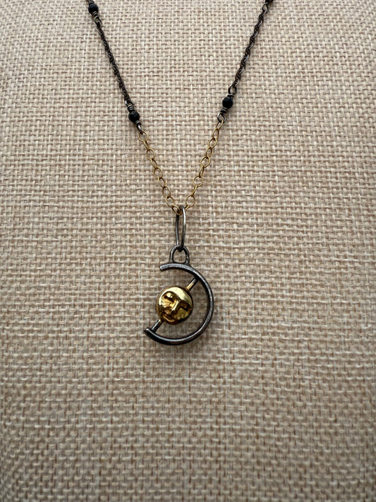 Sun/Moon Spinning 14k Pendant