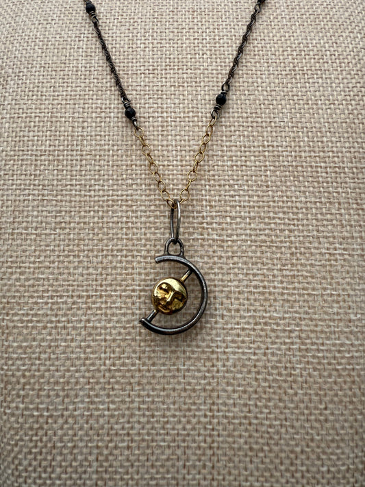 Sun/Moon Spinning 14k Pendant