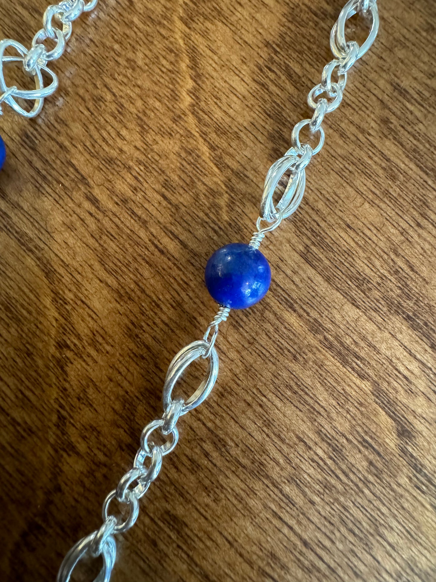 Lapis Bead and Silver Chain