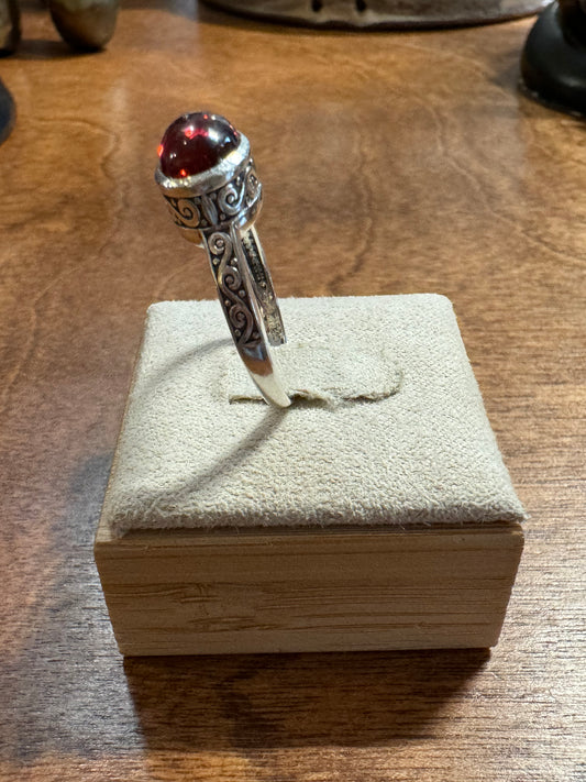 Garnet Ring in Sterling Silver