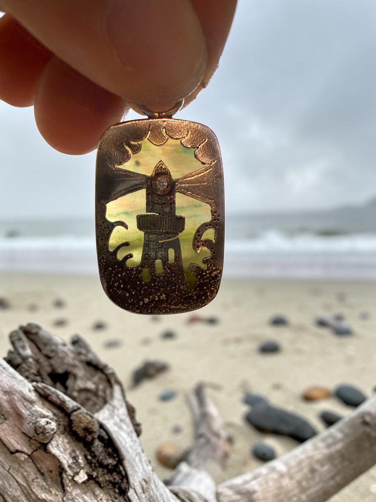 Opalized Wood Lighthouse Pendant