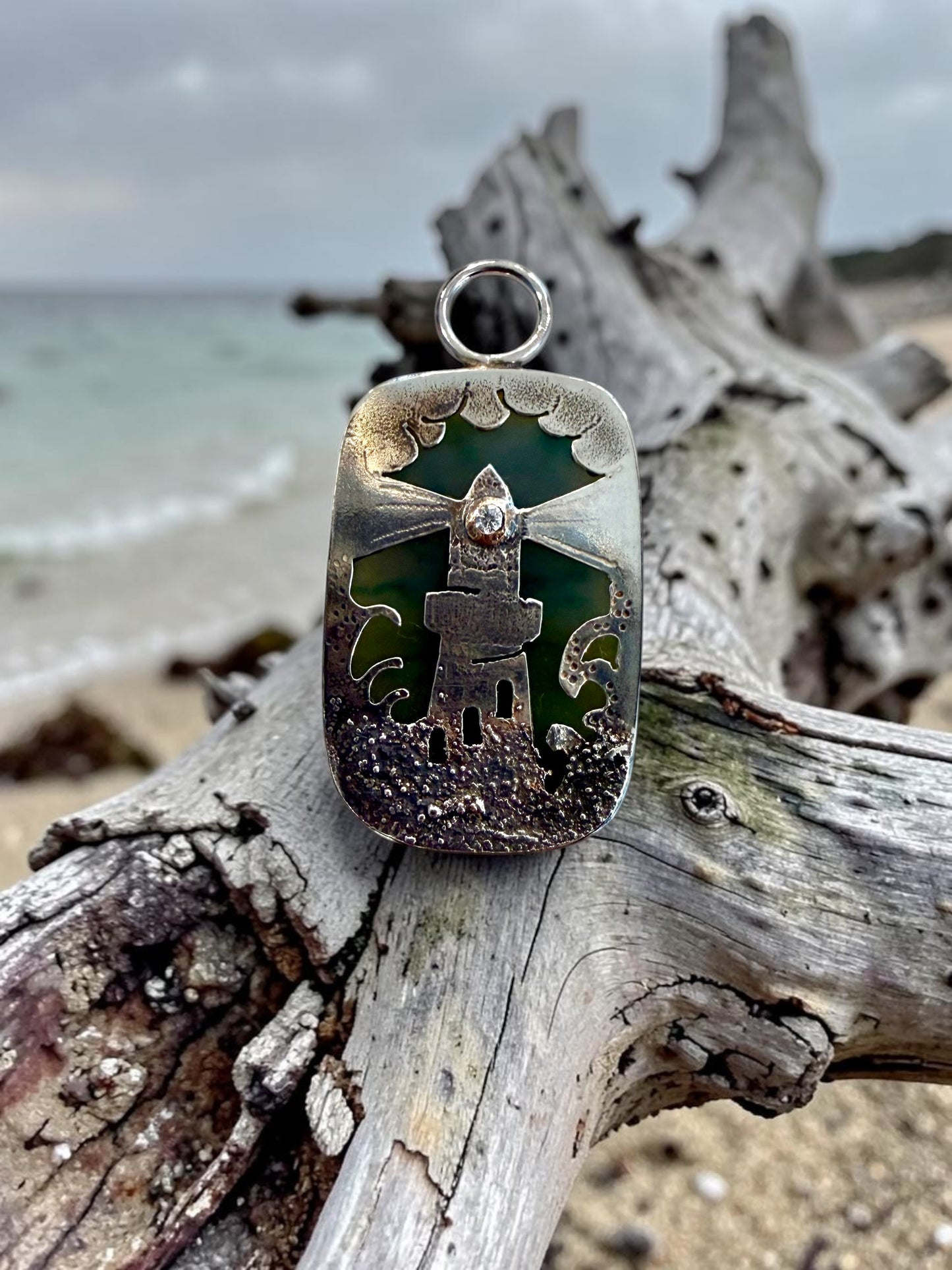 Opalized Wood Lighthouse Pendant