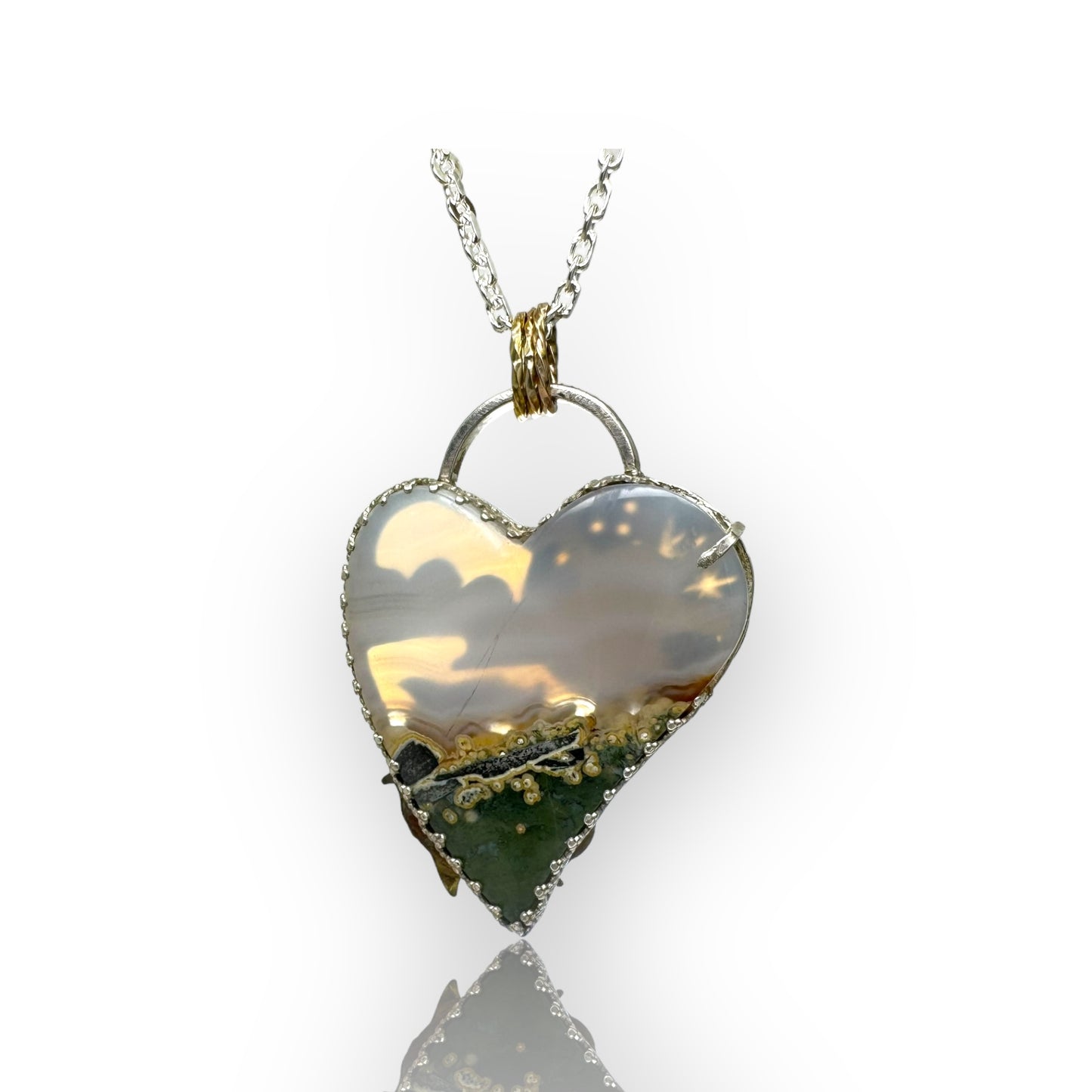 Celestial Kinetic Heart Agate Pendant