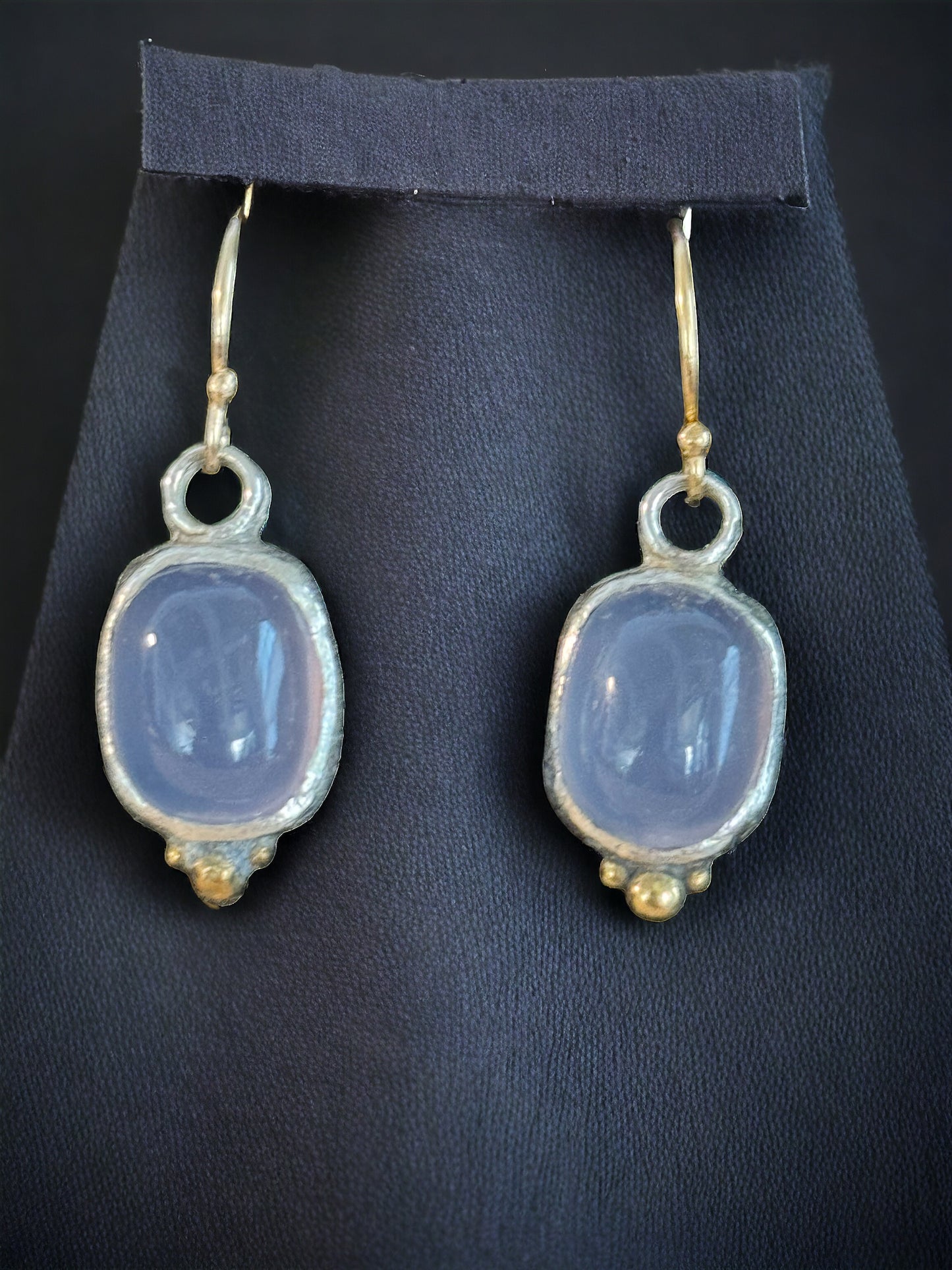 Chalcedony and Gold Dangles