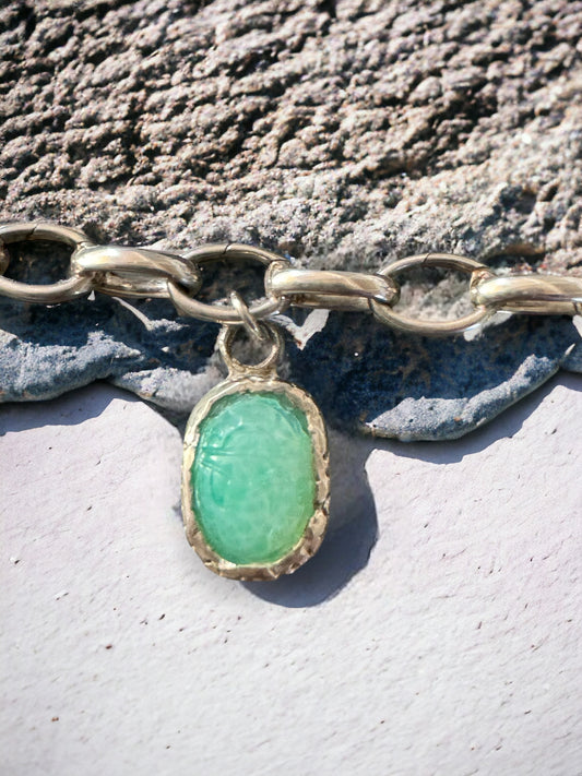 Jadeite Scarab Oval Charm/ Pendant