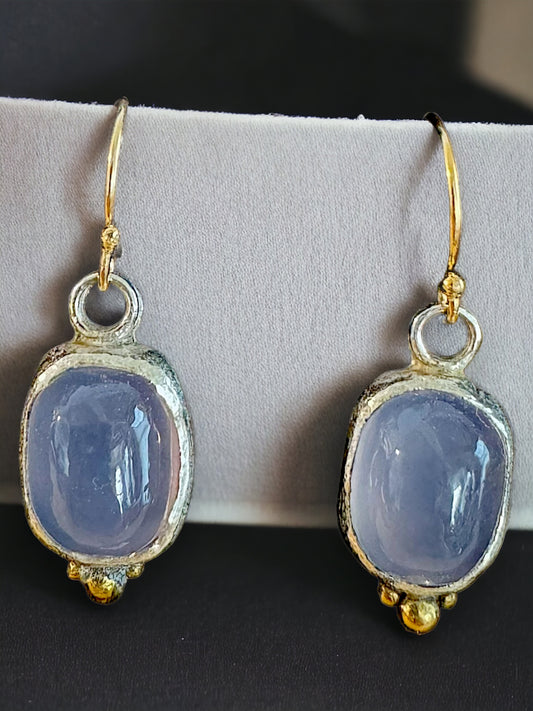 Chalcedony and Gold Dangles