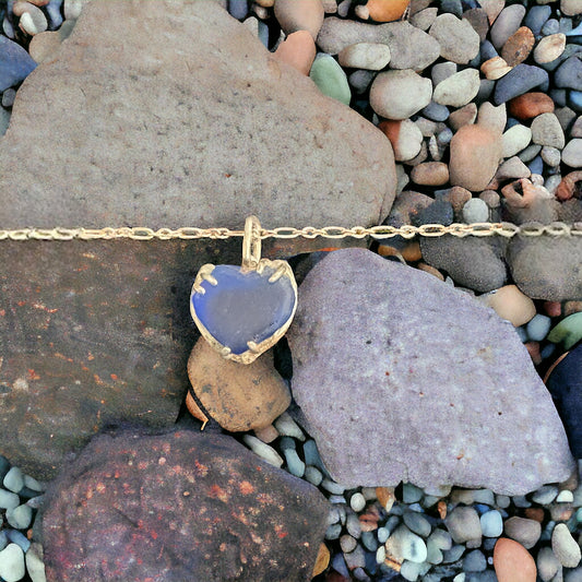 Sea Glass Heart Charm/ Pendant