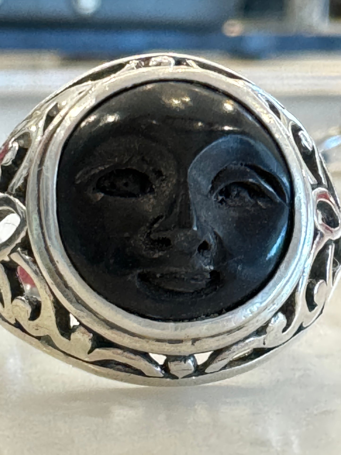 Celestial Horn Moon Face Ring