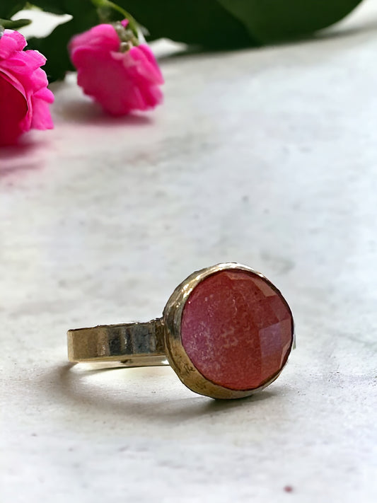 Pink Tourmaline Rosecut Ring