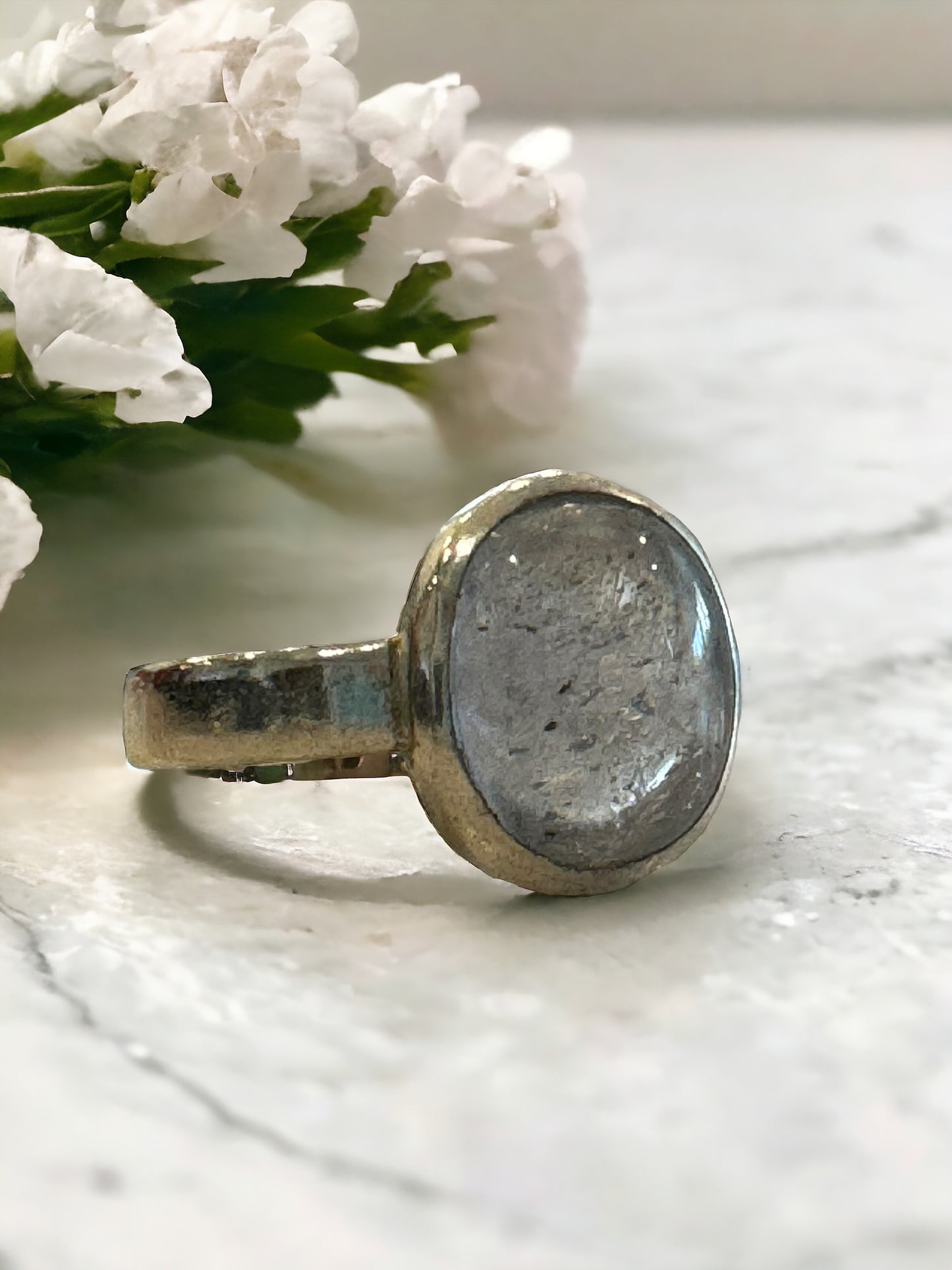 Goshenite Cabochon Ring