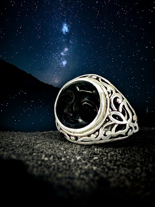 Celestial Horn Moon Face Ring