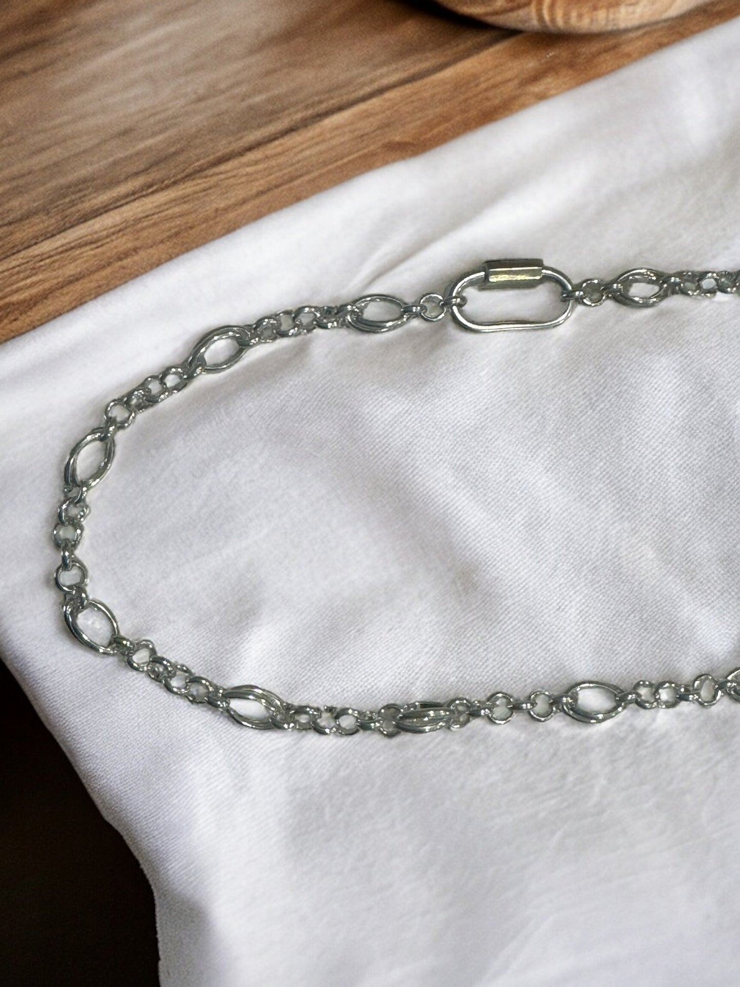 Sterling Silver Chunky Chain Necklace With Gold and Silver Carabiner Clasp