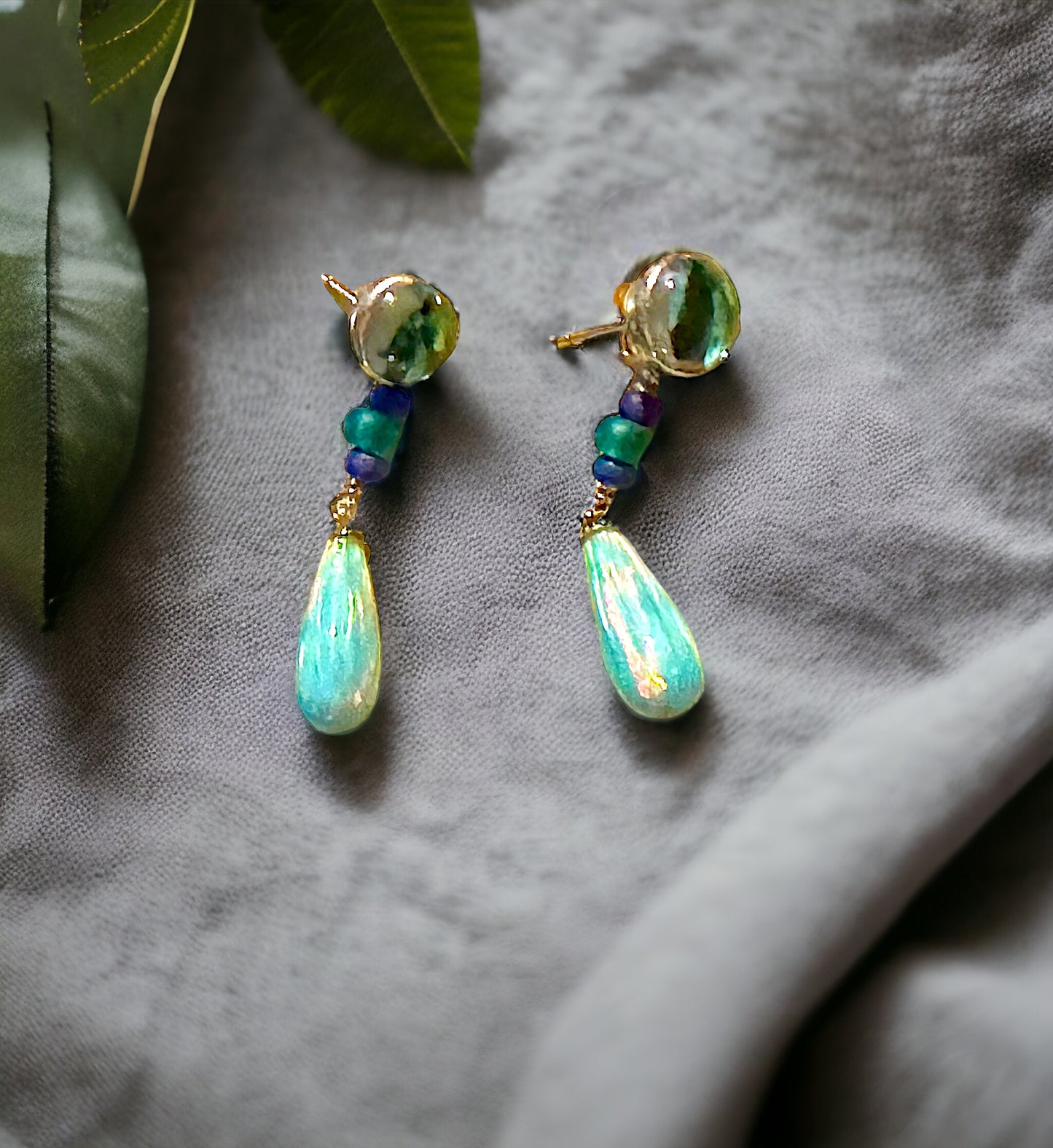 Convertible Topaz and Opal Studs/ Drops